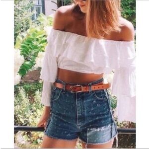 LF Furst of a Kind shorts reworked distressed denim frayed vintage Levi's